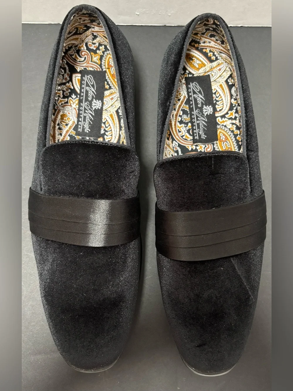 After Midnight Black Velvet Red Bottom Smoker Loafers 9.5